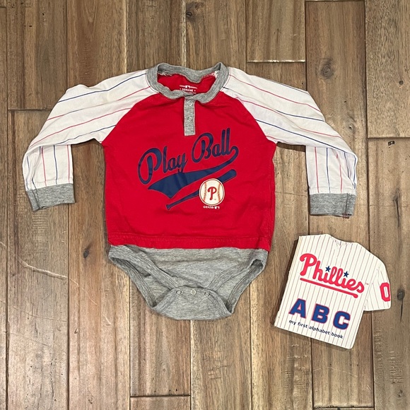 Phillies Long Sleeve 18 Month Baby Onsie and Phillies ABC My First Alphabet Book - Picture 1 of 10